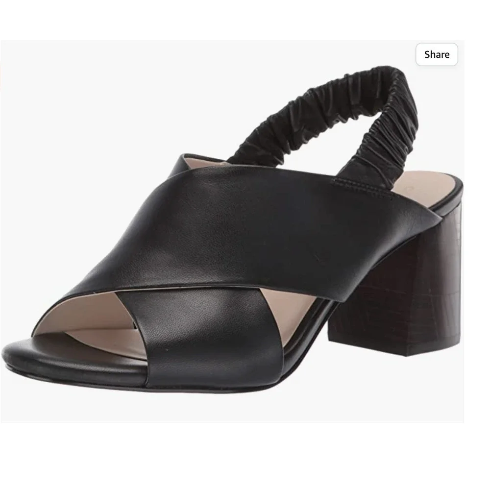 Cole Haan Women's Anastasia City Sandal 8.5 Black Heel Leather Tan